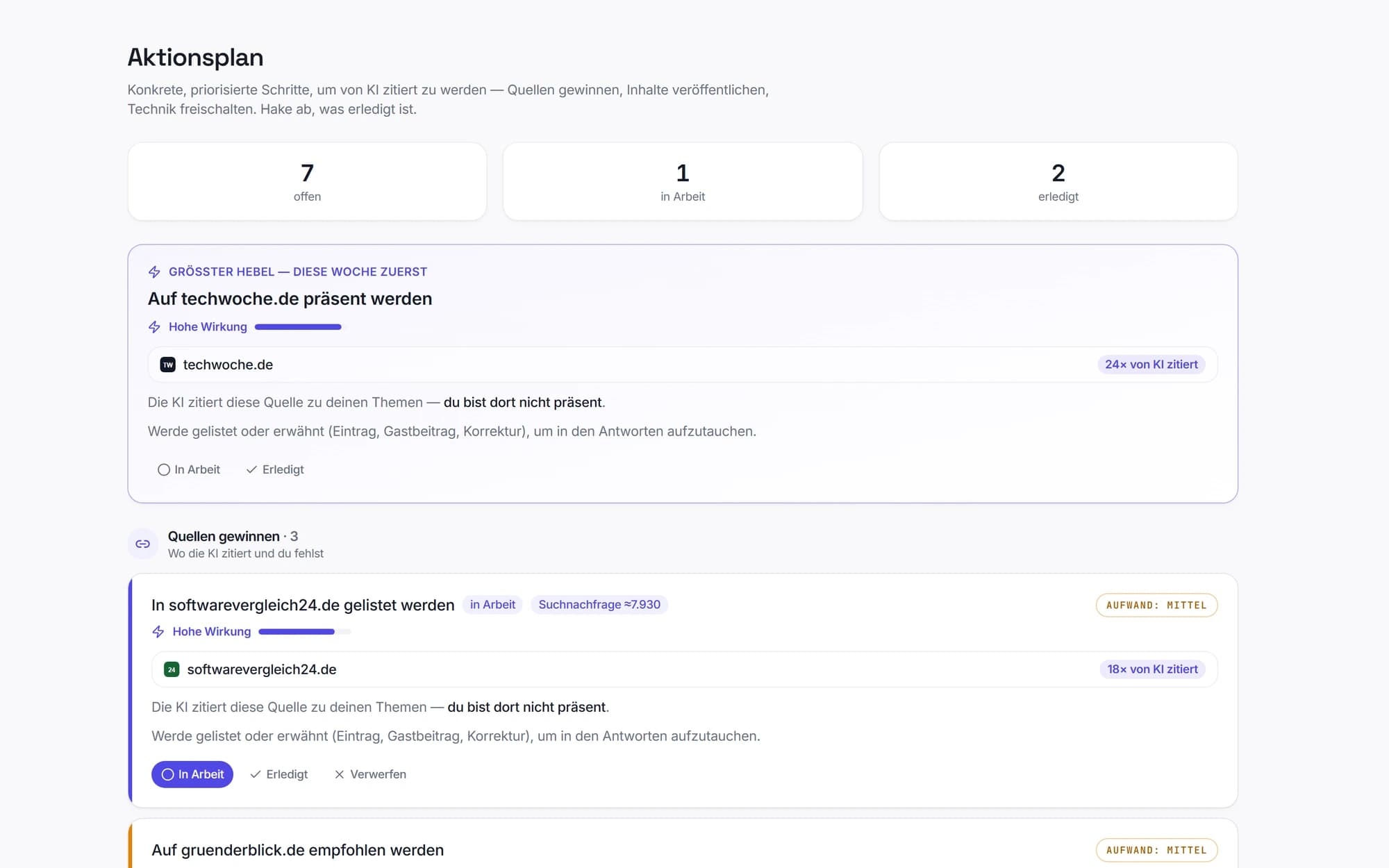 Priorisierter Aktionsplan mit Quellen-Zielen, Content-Briefs und technischen Fixes